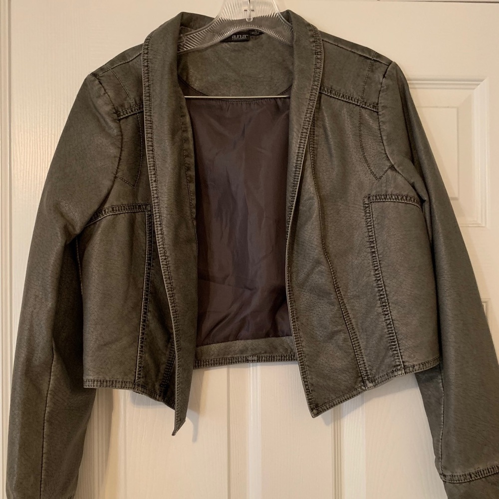 a.n.a A New Approach Grey Faux Leather Jacket